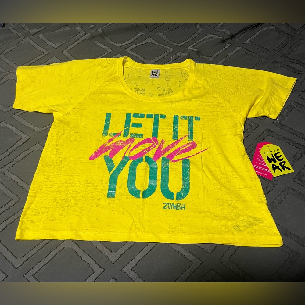 Zumba Fitness Yellow Short Sleeve Tee Vibrant Design